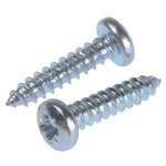 RS PRO Bright Zinc Plated Steel Pan Head Self Tapping Screw, N°4 x 1/2in Long 13mm Long