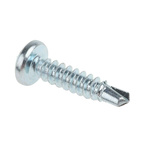 RS PRO Bright Zinc Plated Steel Self Drilling Screw No. 8 x 19mm Long