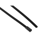 RS PRO Cable Tie, Roller Ball, 360mm x 4.6 mm, Black Polyester Coated Stainless Steel, Pk-100