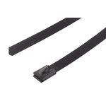 RS PRO Cable Tie, Roller Ball, 200mm x 7.9 mm, Metallic Polyester Coated Stainless Steel, Pk-100