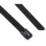 RS PRO Cable Tie, Roller Ball, 360mm x 7.9 mm, Metallic Polyester Coated Stainless Steel, Pk-100