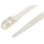 RS PRO Cable Tie, Double Locking, 180mm x 9 mm, Natural Nylon, Pk-100