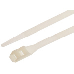 RS PRO Cable Tie, Double Locking, 360mm x 9 mm, Natural Nylon, Pk-100