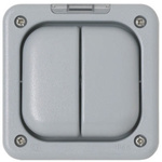 Grey 13 A Surface Mount Light Switch, 2 Way, 2 Gang 95mm IP66 PC, K56422GRY
