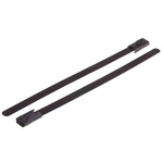 RS PRO Cable Tie, Roller Ball, 100mm x 4.6 mm, Black Polyester Coated Stainless Steel, Pk-100