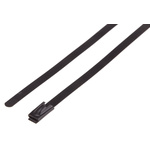 RS PRO Cable Tie, Roller Ball, 125mm x 4.6 mm, Black Polyester Coated Stainless Steel, Pk-100