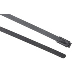 RS PRO Cable Tie, Roller Ball, 680mm x 4.6 mm, Black Polyester Coated Stainless Steel, Pk-100