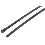 RS PRO Cable Tie, Roller Ball, 840mm x 4.6 mm, Black Polyester Coated Stainless Steel, Pk-100
