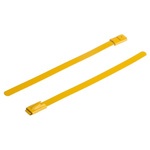 RS PRO Cable Tie, Roller Ball, 100mm x 4.6 mm, Yellow Polyester Coated Stainless Steel, Pk-100