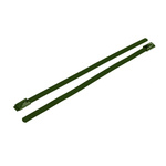 RS PRO Cable Tie, Roller Ball, 200mm x 4.6 mm, Green Polyester Coated Stainless Steel, Pk-100
