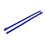 RS PRO Cable Tie, Roller Ball, 150mm x 4.6 mm, Blue Polyester Coated Stainless Steel, Pk-100