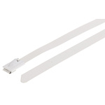 RS PRO Cable Tie, Roller Ball, 360mm x 7.9 mm, White Polyester Coated Stainless Steel, Pk-100