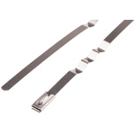 RS PRO Cable Tie, Zig Zag, 125mm x 4.6 mm, Metallic 316 Stainless Steel, Pk-100