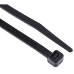 RS PRO Cable Tie, Heat Stabilised, 160mm x 4.8 mm, Black Nylon, Pk-100