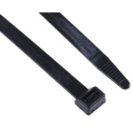 RS PRO Cable Tie, Flame Retardant, 380mm x 12.7 mm, Black Nylon, Pk-100