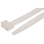 RS PRO Cable Tie, Flame Retardant, 380mm x 12.7 mm, Natural Nylon, Pk-100