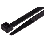RS PRO Cable Tie, Flame Retardant, 380mm x 7.6 mm, Black Nylon, Pk-100