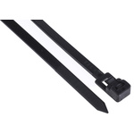 RS PRO Cable Tie, Releasable, 125mm x 4.5 mm, Black Nylon, Pk-100