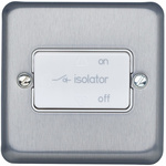 Chrome 10 A Flush Mount 3-Pole Fan Isolator Light Switch Screwed Brushed BS Standard 86mm 1 3, Albany Plus Screw