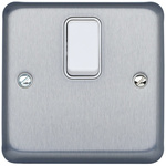 Chrome 20 A Flush Mount Double Pole Light Switch Screwed Brushed BS Standard 86mm 1 2, Albany Plus Screw