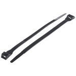 RS PRO Cable Tie, Double Locking, 201mm x 9 mm, Black Nylon, Pk-100