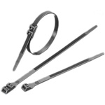 RS PRO Cable Tie, Double Locking, 382mm x 9 mm, Black Nylon, Pk-100
