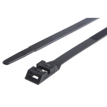 RS PRO Cable Tie, Double Locking, 292mm x 9 mm, Black Nylon, Pk-100