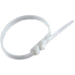 RS PRO Cable Tie, Double Locking, 382mm x 9 mm, Natural Nylon, Pk-100