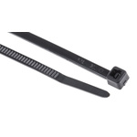HellermannTyton Cable Tie, Inside Serrated, 190mm x 3.5 mm, Black Polyamide 6.6 (PA66), Pk-100