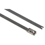 HellermannTyton Cable Tie, Roller Ball, 201mm x 4.6 mm, Metallic 316 Stainless Steel, Pk-100
