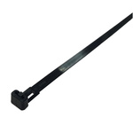 RS PRO Cable Tie, Releasable, 150mm x 7.6 mm, Black Nylon, Pk-250