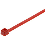 HellermannTyton Cable Tie, Inside Serrated, 100mm x 2.5 mm, Red Polyamide 6.6 (PA66), Pk-100