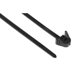 HellermannTyton Cable Tie, Releasable, 200mm x 4.7 mm, Black Polyamide 6.6 (PA66), Pk-100