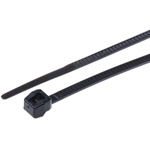 HellermannTyton Cable Tie, Outside Serrated, 100mm x 2.5 mm, Black Polyamide 6.6 (PA66), Pk-100