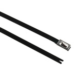 HellermannTyton Cable Tie, Roller Ball, 201mm x 4.6 mm, Black Polyester Coated Stainless Steel, Pk-100