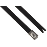 HellermannTyton Cable Tie, Roller Ball, 362mm x 7.9 mm, Black Polyester Coated Stainless Steel, Pk-50