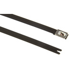 HellermannTyton Cable Tie, Roller Ball, 521mm x 7.9 mm, Black Polyester Coated Stainless Steel, Pk-50
