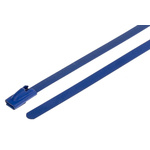 RS PRO Cable Tie, Roller Ball, 360mm x 4.6 mm, Blue Polyester Coated Stainless Steel, Pk-100
