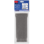 HellermannTyton Cable Tie, Hook and Loop, 1m x 13 mm, Grey PA (Loop), PP (Hook), Pk-1