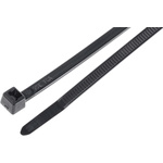 HellermannTyton Cable Tie, Inside Serrated, 200mm x 4.6 mm, Black Polyamide 6.6 (PA66), Pk-100