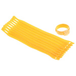 HellermannTyton Cable Tie, Hook and Loop, 200mm x 12.5 mm, Yellow PA (Loop), PE (Hook), Pk-10