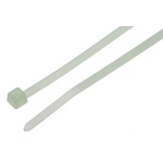 HellermannTyton Cable Tie, Inside Serrated, 140mm x 2.5 mm, Natural Polyamide 6.6 (PA66), Pk-100