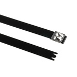 HellermannTyton Cable Tie, Roller Ball, 362mm x 12.3 mm, Black Polyester Coated Stainless Steel, Pk-50