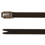HellermannTyton Cable Tie, Roller Ball, 681mm x 7.9 mm, Black 316 Stainless Steel, Pk-50