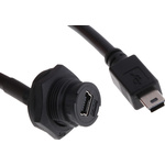 RS PRO Cable, Male Mini USB B to Female Mini USB B USB Extension Cable, 200mm