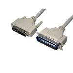 RS PRO Male 25 Pin D-sub to Male Centronics Parallel Cable, 10m, Grey Sheath