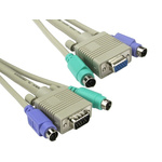 RS PRO Male PS/2 x 2; VGA to Female; Male PS/2 x 2; SVGA KVM Cable