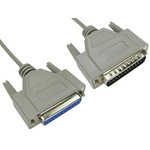 RS PRO Male 25 Pin D-sub to Female 25 Pin D-sub Serial Cable, 6m PVC