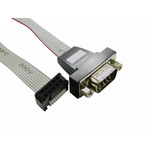 RS PRO Male 10 Pin IDC to Male 9 Pin D-sub Serial Cable, 300mm PVC