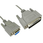 RS PRO Female 9 Pin D-sub to Male 25 Pin D-sub Serial Cable, 2m PVC